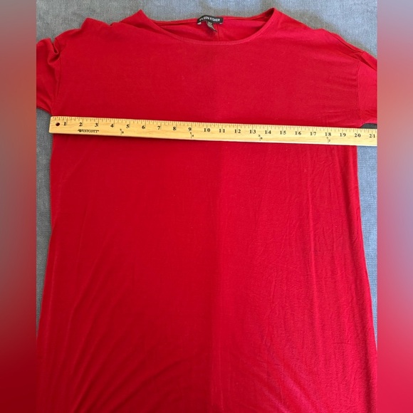 Eileen Fisher Womens Red Viscose Jersey Long Sleeve Shift Dress SX SM Stretch - Picture 8 of 8